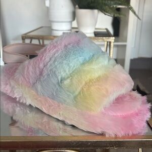 Colorful Faux Fur Slippers